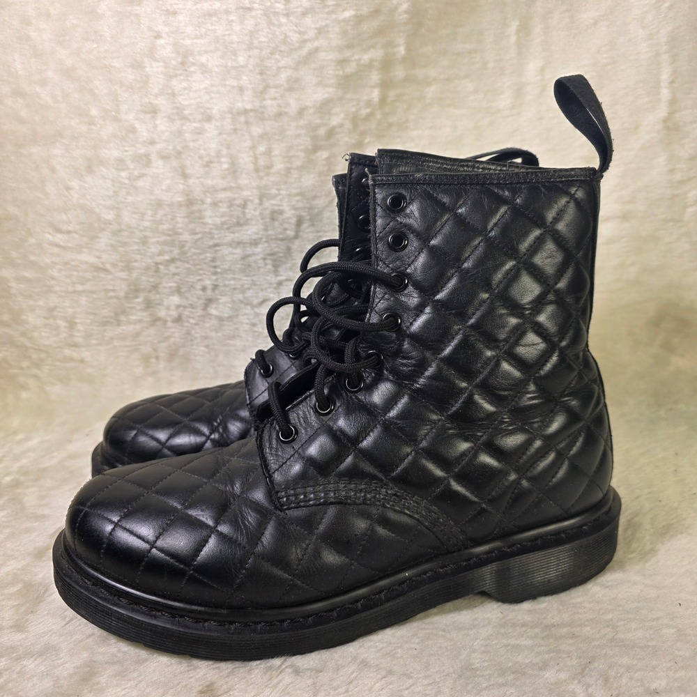 Dr. Martens Coralie Boots Black Quilted Leather Lace Up Combat 42 Womens 10